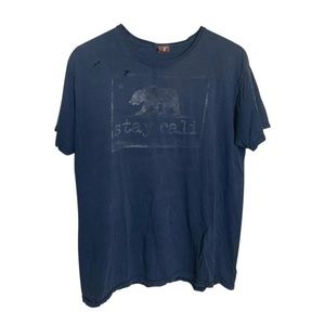 MD Stay Cali Navy Blue distressed t-shirt